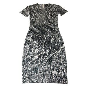 McQ Alexander McQueen Womens Black & White Printed Bodycon Dress Short Sleeves X
